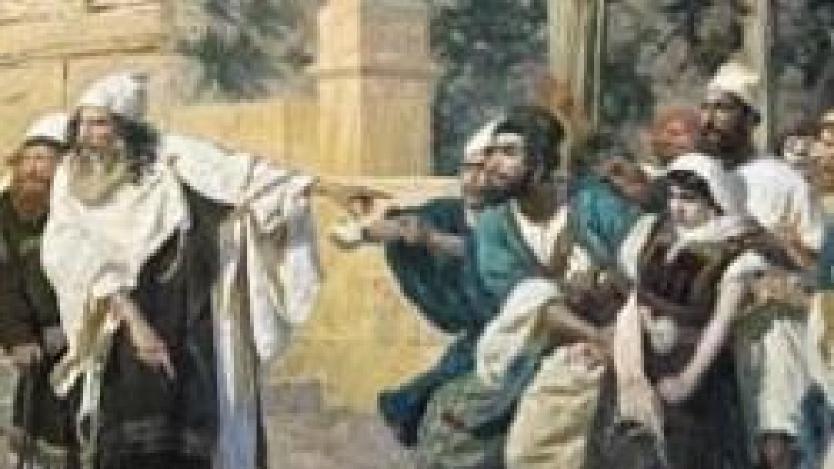 Le traen una mujer sorprendida en adulterio.