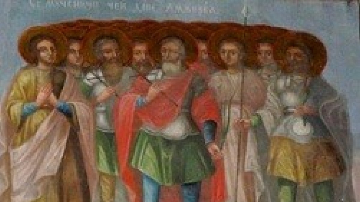 Los mártires de Ammoria. Fresco en Rumanía.
