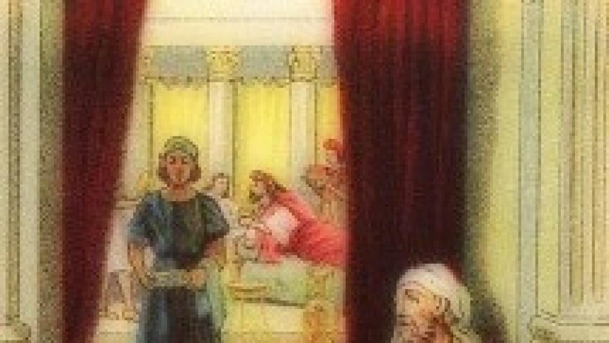 Y hasta los perros, le lamían las llagas.