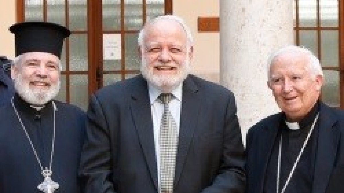El archimandrita grecoortodoxo Demetrio, el musulmán Tatary y el cardenal Cañizares