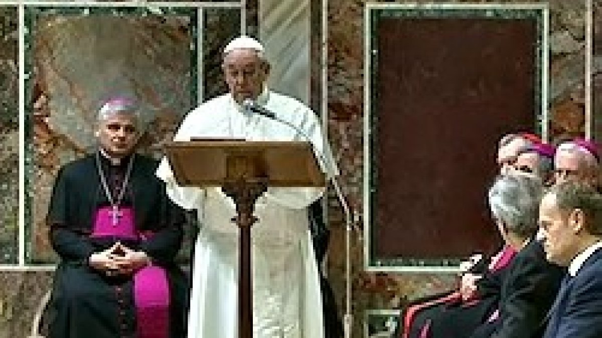 Francisco evocó ante los jefes de gobierno europeos el espíritu de los padres fundadores de la Unión.