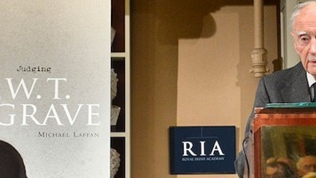 Liam Crosgrave, en 2014 en la Royal Irish Academy, en la presentación de un libro sobre su padre y predecesor. Foto: Ruth Kennedy, HumphrysFamilyTree.com