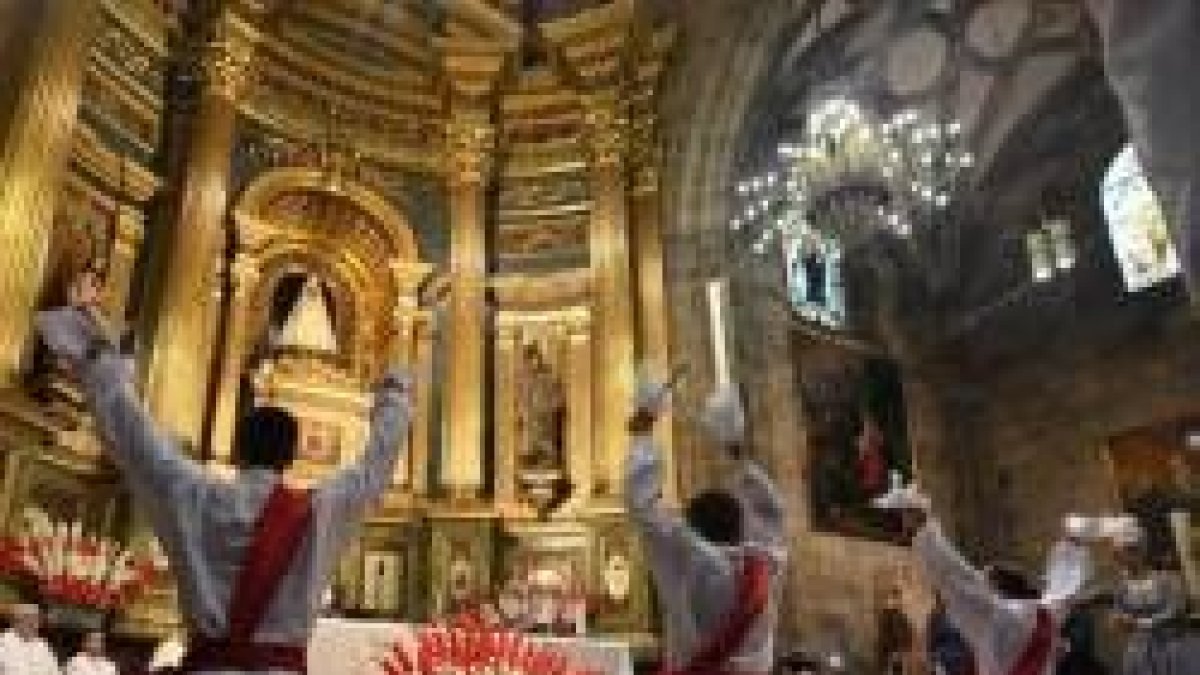 Misa de la Virgen de Begoña en Bilbao, en 2017, con un acto folclórico