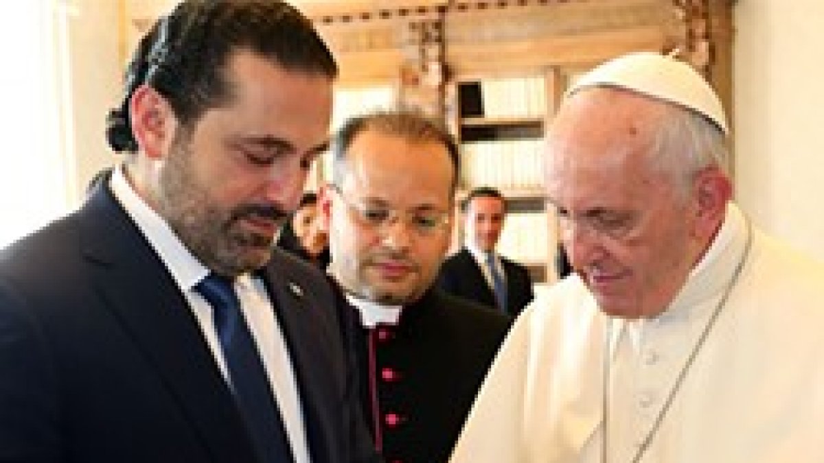 El Papa Francisco con Saad Hariri, presidente del Líbano