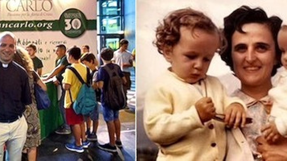 Santo Merlini es capellán del hospital de Santa Úrsula en Bolonia. En su bolsillo no faltan nunca las estampitas de Santa Gianna Beretta.