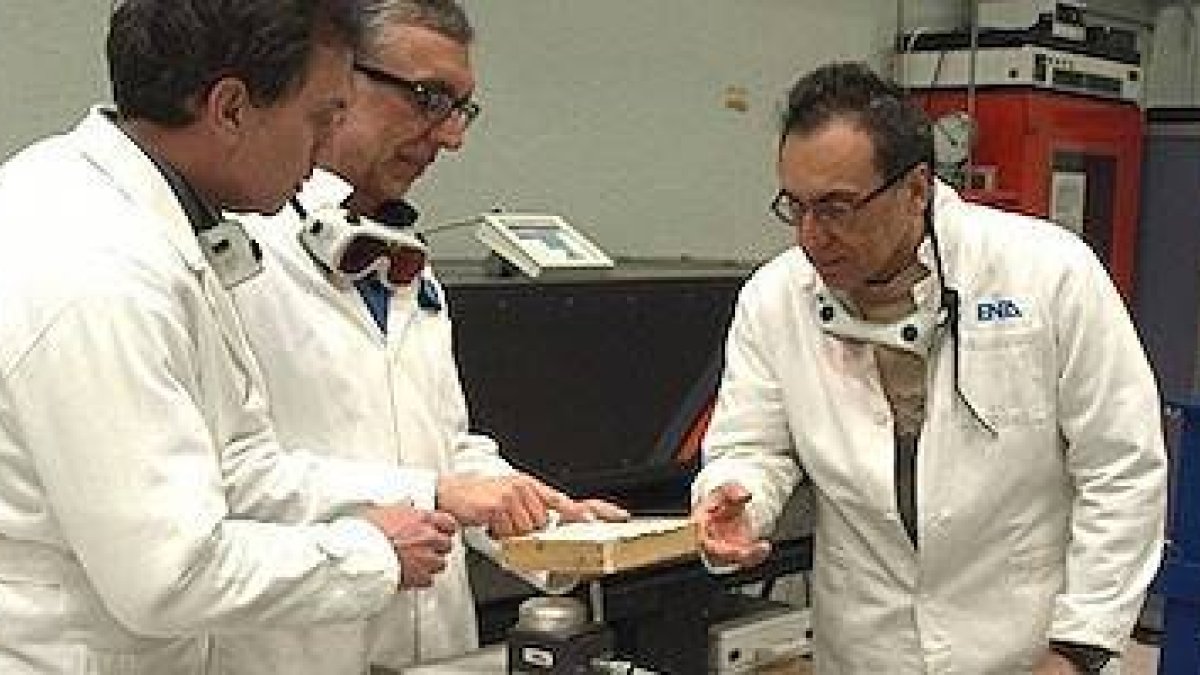 En el centro de la imagen, Paolo di Lazzaro, flanqueado por otros investigadores del grupo.