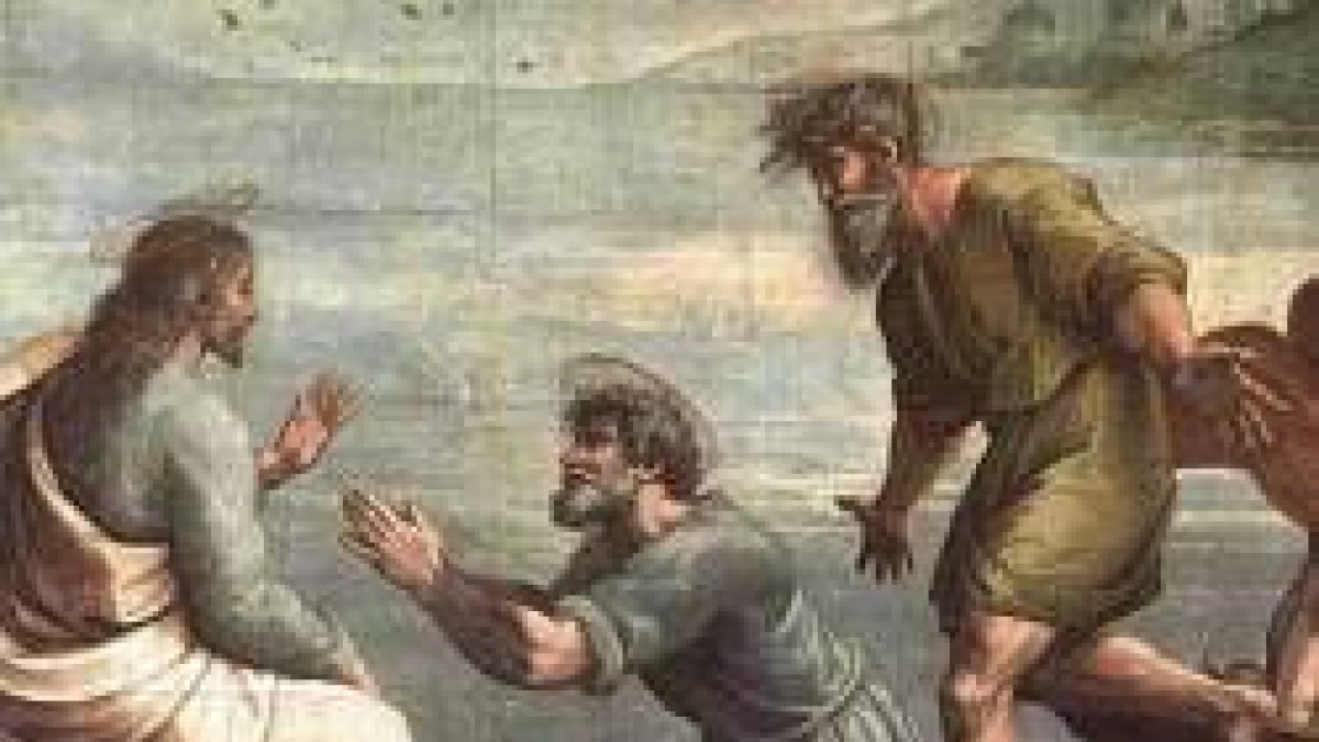 Desde la barca de Simón, sentado, enseñaba a la gente