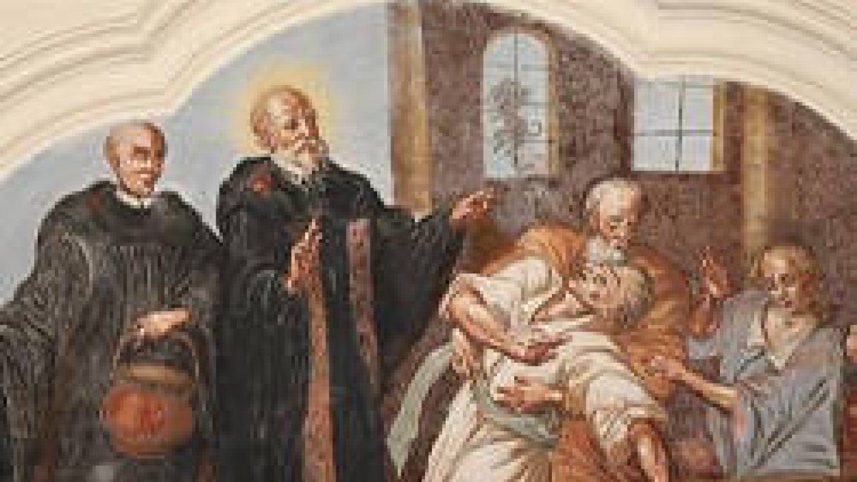San Benito exorciza a un poseso obstinado - Abadía de San Mauricio - Ebermunster - Francia