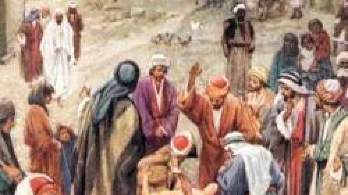 Jesús cogió al niño de la mano y lo puso en pie