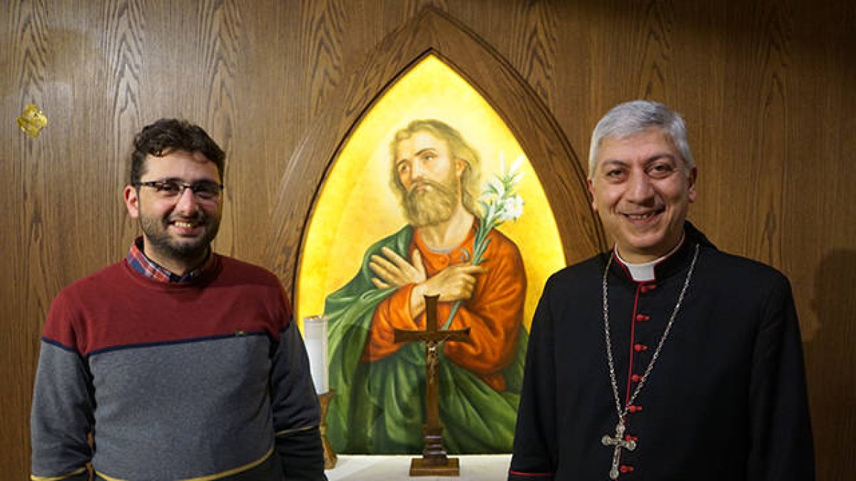 Fadi y monseñor Tobji, Arzobispo Maronita católico de Alepo