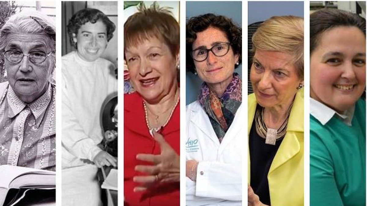 De izquierda a derecha: María Moliner, Josefina Benayas, Isabel Orellana, Teresa Macarulla, María Ángeles Vitoria y Pilar Valdecantos