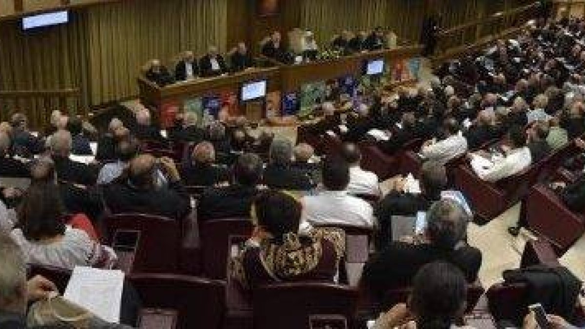 Una visión general del aula del Sínodo amazónico... los debates en grupos pequeños permiten hacer un cálculo de las peticiones de distintas facciones