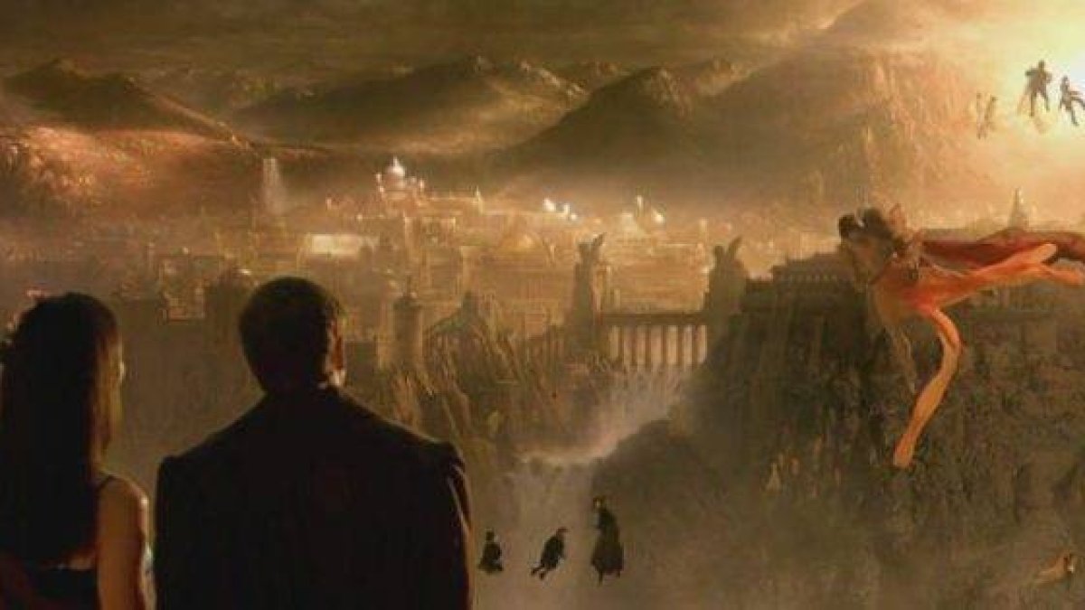 En la película de 1998 Más allá de los sueños, muestran el cielo, con los difuntos, y detrás la luz de Dios... pero ¿y si no muriéramos?