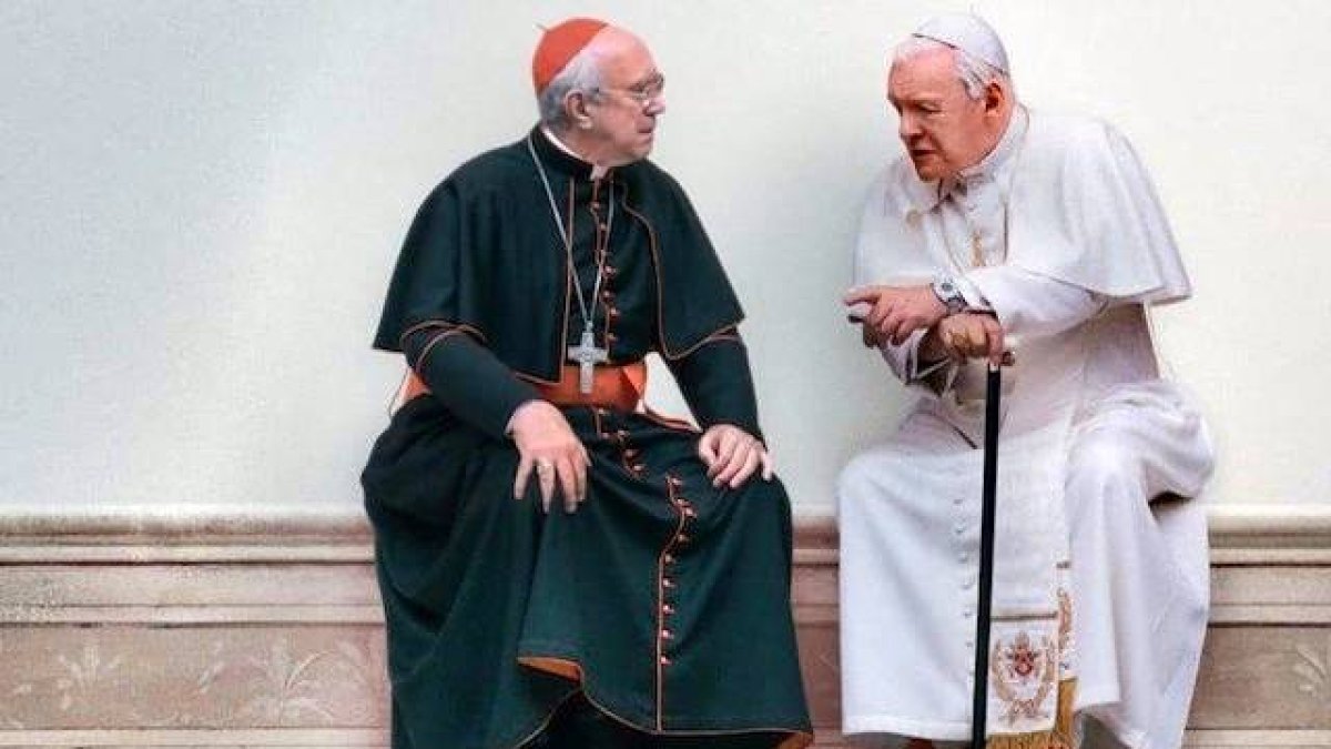 Anthony Hopkins (Benedicto XVI) y Jonathan Pryce (cardenal Jorge Mario Bergoglio): dos buenas interpretaciones para un proyecto fallido.