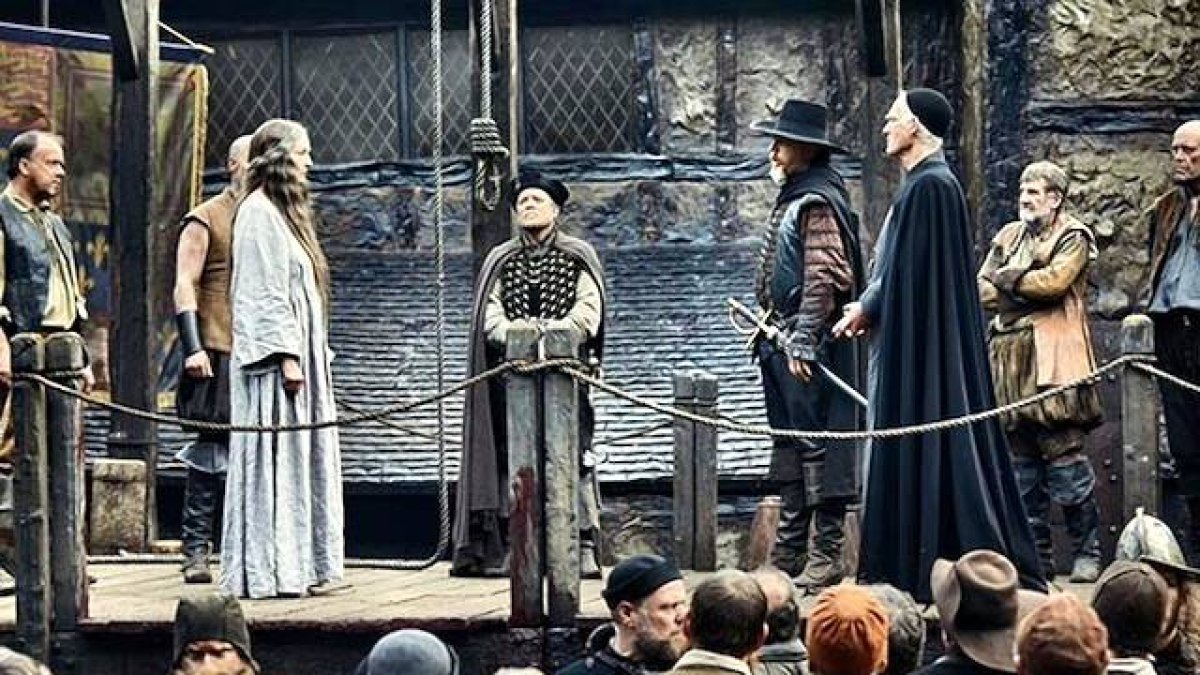 Una escena de «Gunpowder» (2017), serie de la BBC sobre la Conspiración de la Pólvora de 1605, el más sonado acto de resistencia violenta de los católicos frente a la persecución. Tuvo lugar mucho antes de la conversión de Elizabeth Cary.