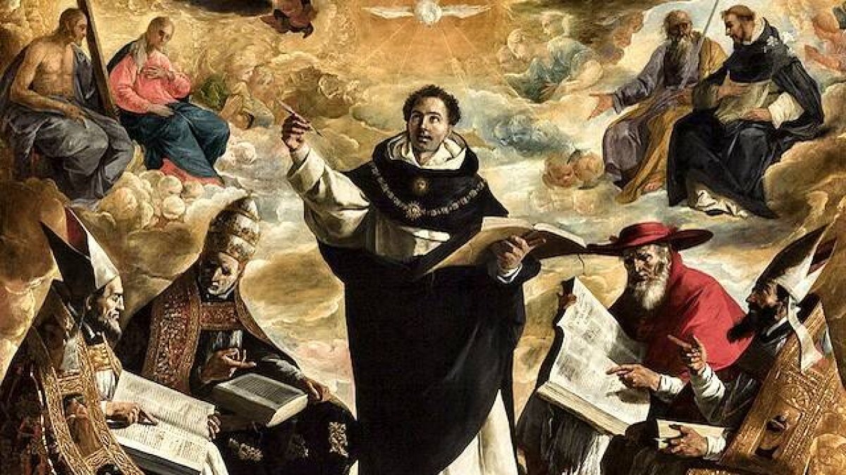 Francisco de Zurbarán, «Apoteosis de Santo Tomás de Aquino» (detalle, 1631). Museo de Bellas Artes de Sevilla.