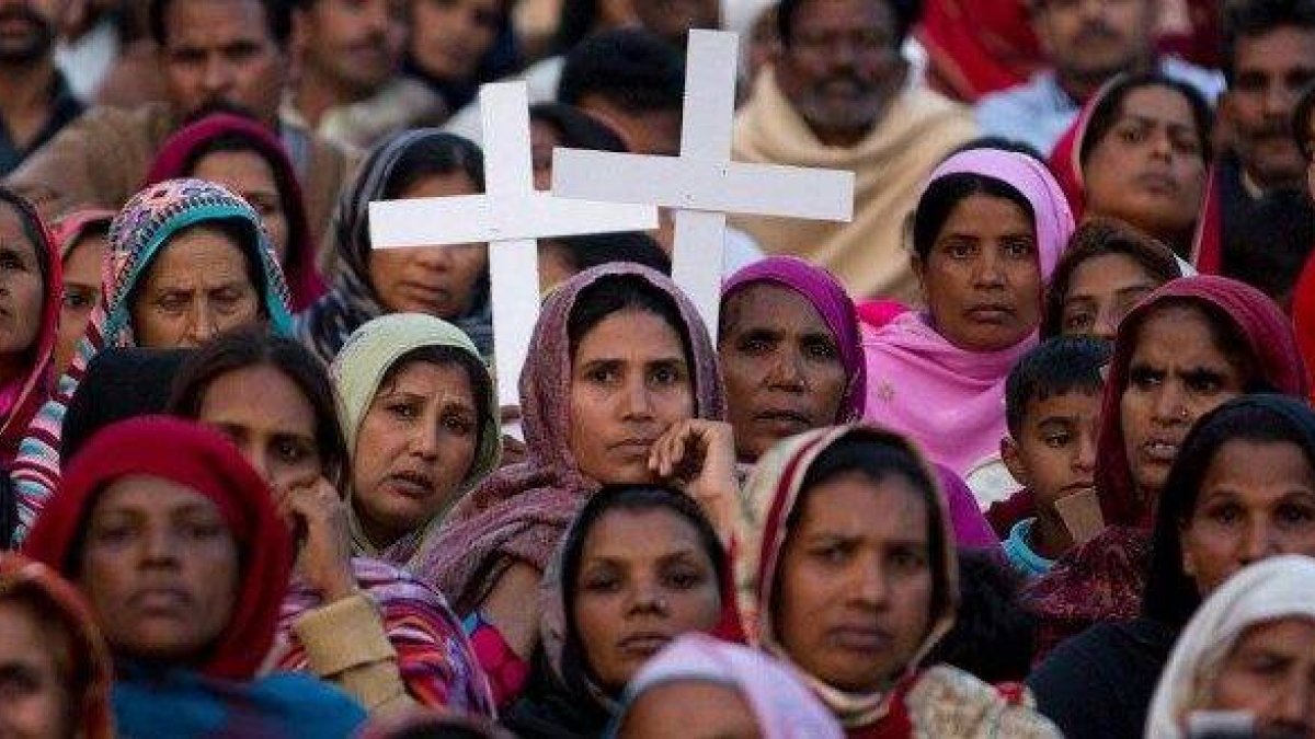 Manifestación de cristianos en Pakistán, un país donde la minoría cristiana reivindica cada vez más sus derechos
