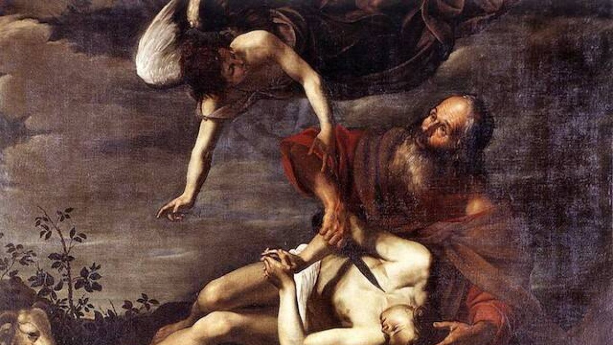 Isaac pudo resistirse, pero consintió en el sacrificio al que iba a ser sometido: Abraham y él confiaban en Dios. Orazio Riminaldi, «El sacrificio de Isaac», 1625.