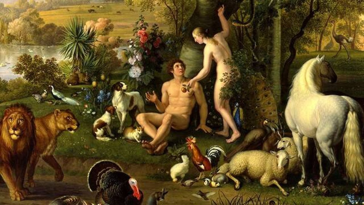 El hombre perdió todos los beneficios recibidos de Dios en el Paraíso por preferir su voluntad a la Suya. «Adán y Eva en el Paraíso Terrenal» (detalle), de Peter Wenzel (1745-1829).