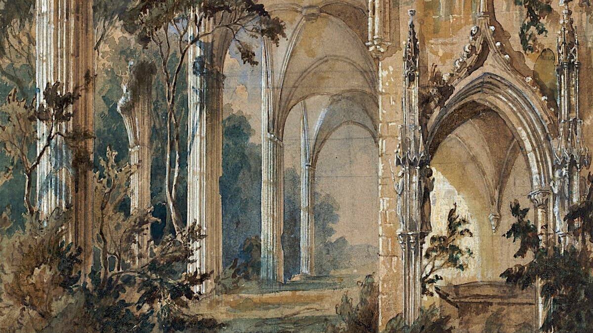 «Ruinas de una iglesia gótica» (detalle), cuadro de Carl Blechen (1829-1831).