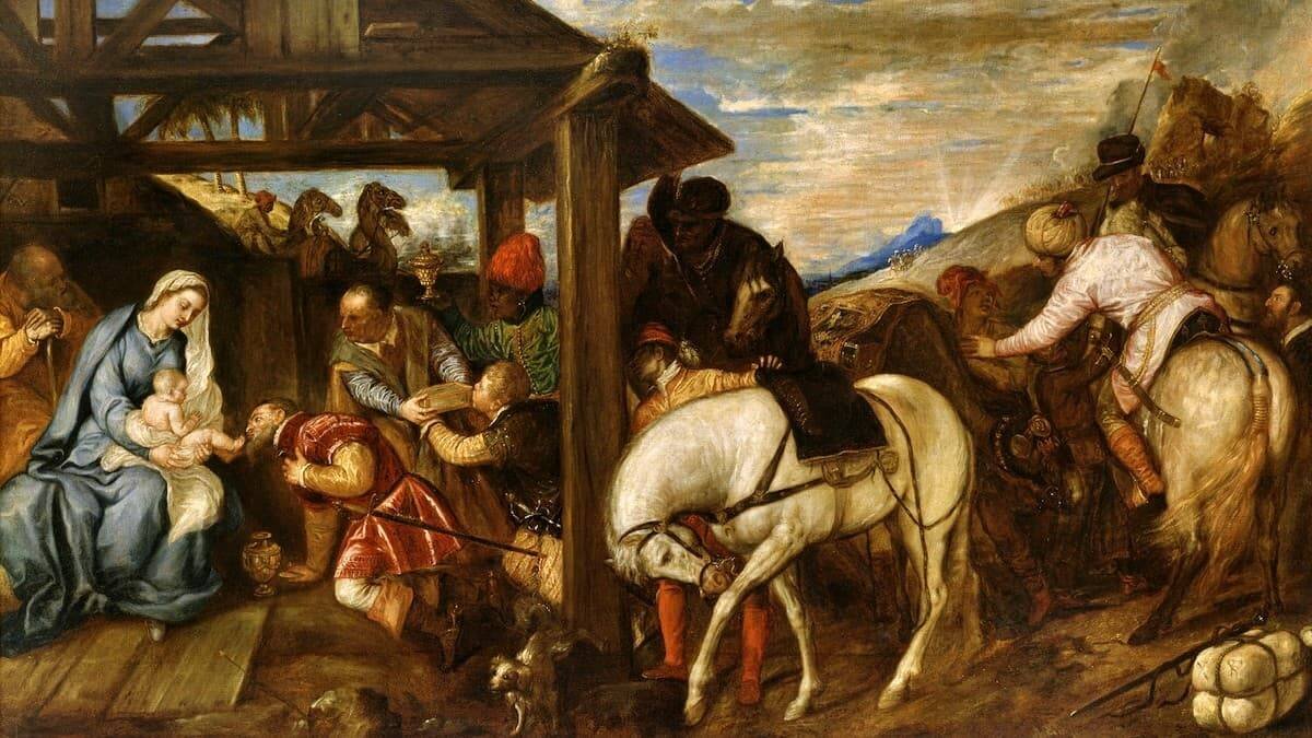 «Adoración de los Reyes Magos» de Tiziano (1490-1576), Museo del Prado.