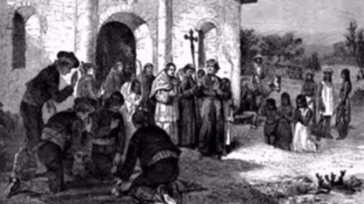 Imagén de una evangelización del libro 'Memorial', de Fray Alonso de Benavides - UNIVERSIDAD FRANCISCO DE VITORIA