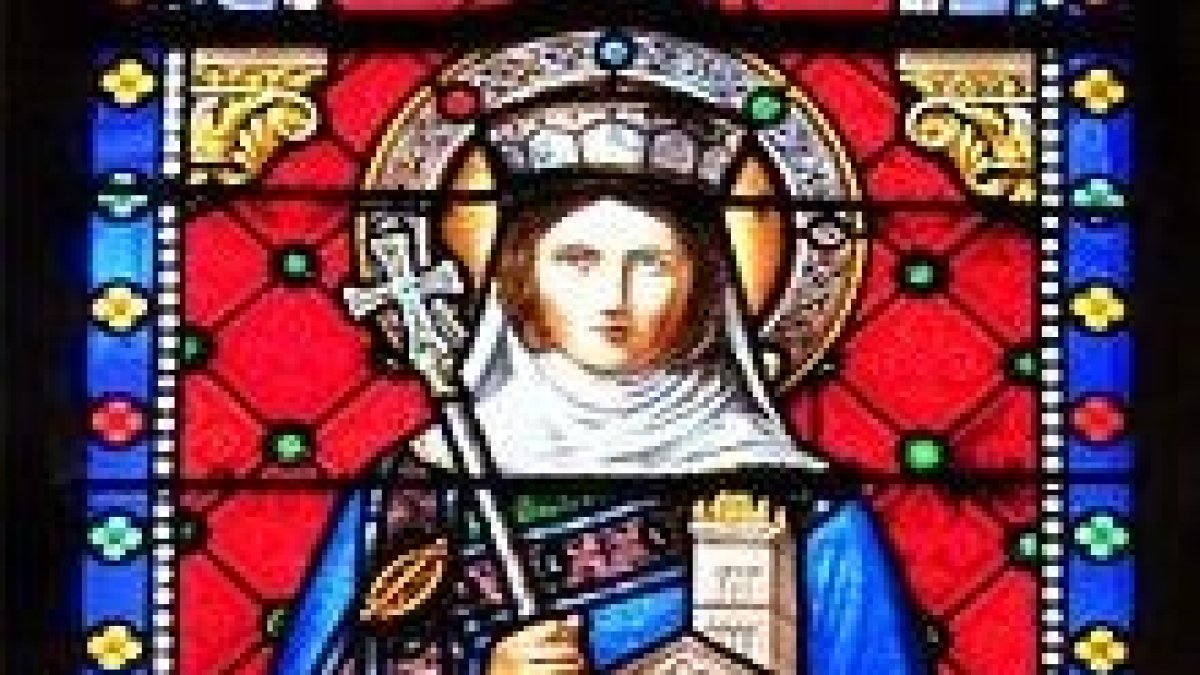 Santa Thoedechilde. Vidriera en la basílica de Mauriac.