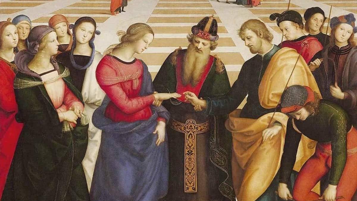 La pintura de Rafael recrea los desposorios de la Virgen María y San José