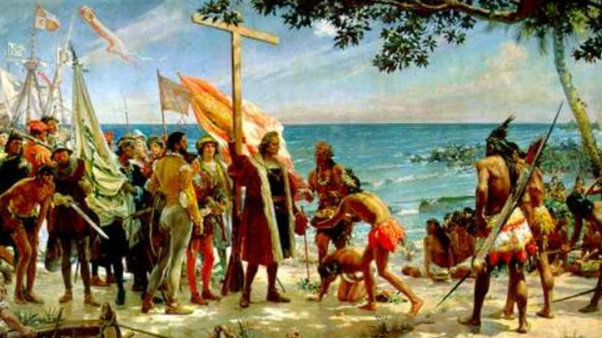 Descubrimiento de América. Por José Garnelo. Museo Naval de Madrid