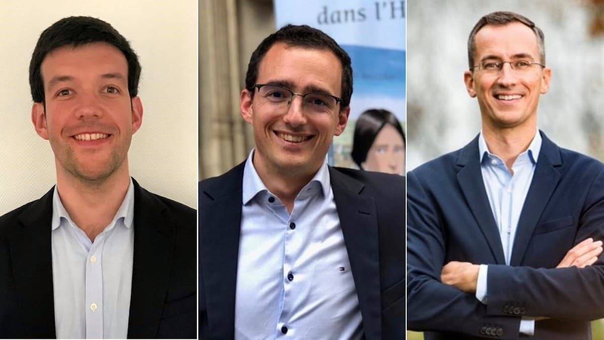 De izquierda a derecha, Charles Wattebled, Damien Thomas y Pierre-Edouard Stérin, los creadores del proyecto Monasphère.