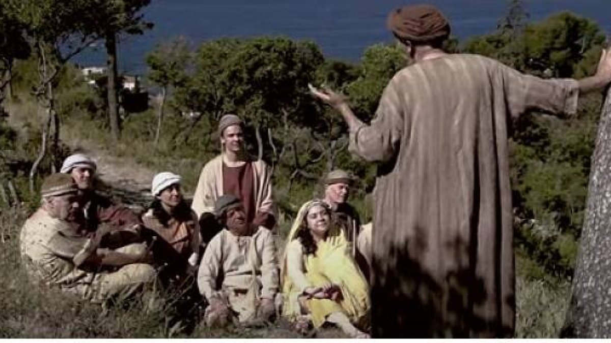 San Ireneo predicando... o quizá recibiendo predicación de San Policarpo en Esmirna -documental francés