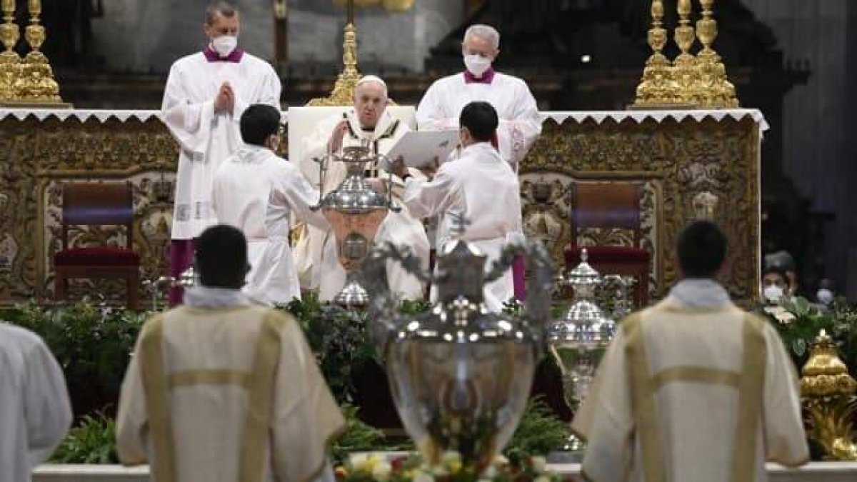 El Papa Francisco presidió este Jueves Santo la Misa Crismal en la basílica de San Pedro / Vatican Media