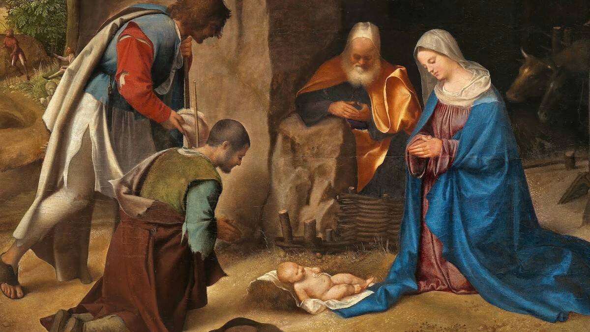 Jesús no nació solamente en la pobreza material, también en la pobreza sanitaria de las condiciones de su tiempo. «La adoración de los pastores» de Giorgione (Giorgio Barbarelli da Castelfranco), 1505, National Gallery of Art de Washington, D.C.