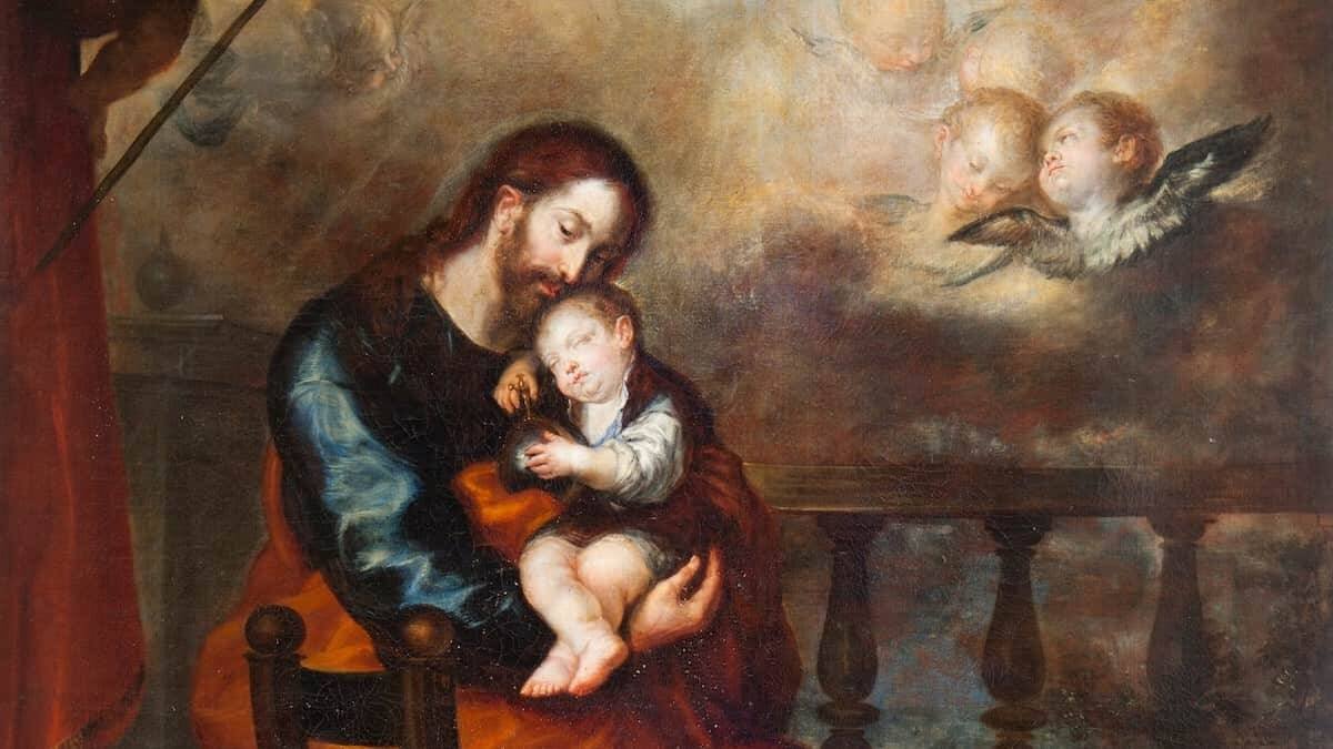 San José y la Virgen María son el punto de enlace entre el Antiguo y el Nuevo Testamento como Alianzas de Dios con los hombres. 'San José con el Niño dormido en brazos' (detalle), de Francisco Camilo (1652), Museo Nacional del Prado.