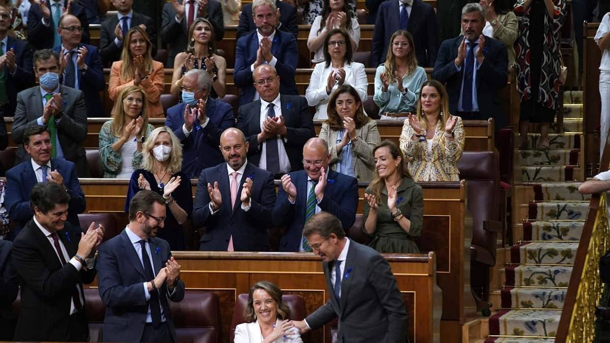 Núñez Feijóo, líder del PP, en el Congreso durante el pasado Debate del Estado de la Nación.