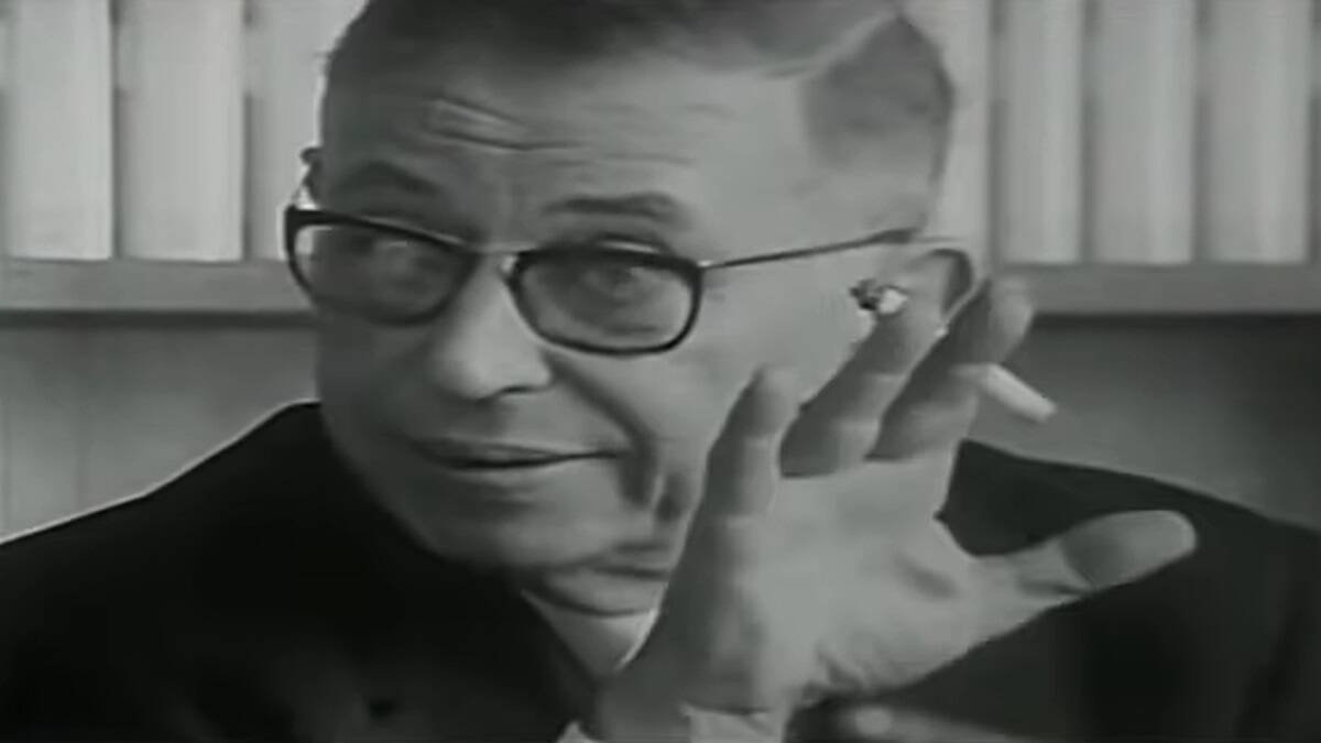 Jean-Paul Sartre (1905-1980), filósofo existencialista ateo y comunista, durante una entrevista en Radio Canadá en marzo de 1967.
