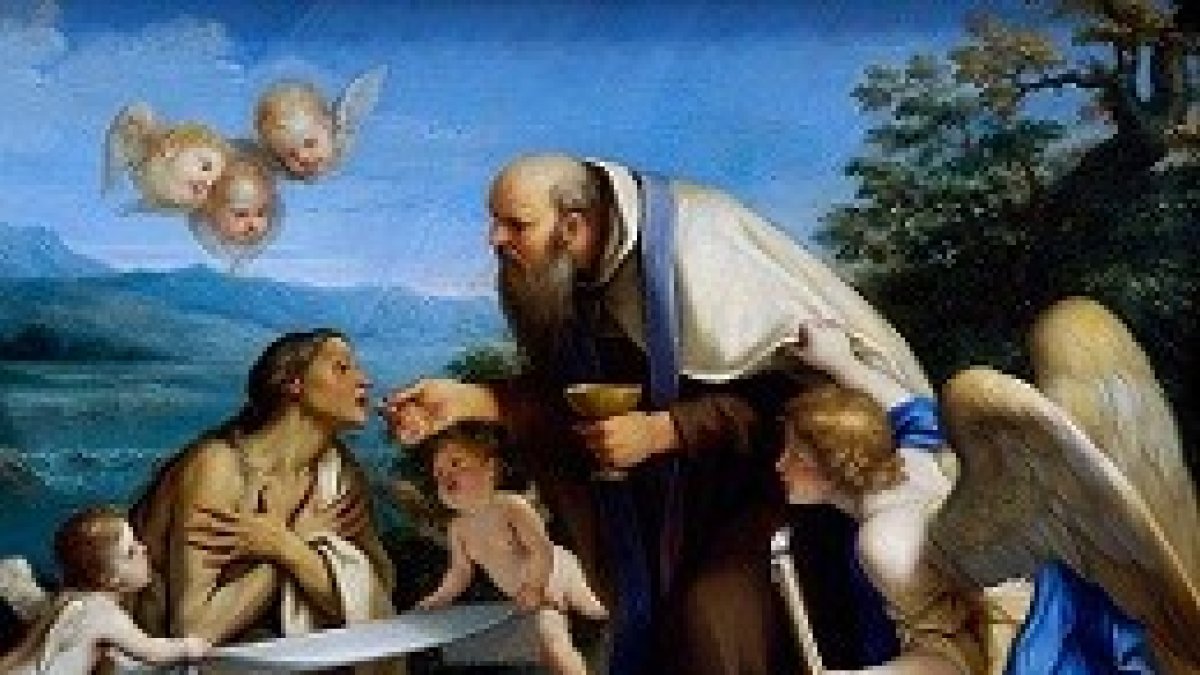 Zósimo da la comunión a la Egipcíaca.