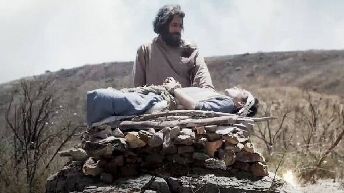 La escena del sacrificio de Isaac es un momento fundacional de Occidente... aquí en la película Su Único Hijo