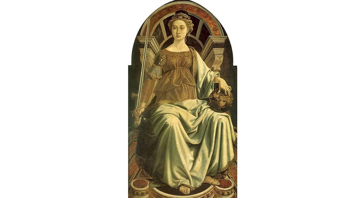 'La Justicia', óleo sobre tabla de Piero del Pollaiolo (1470), en la Galería de los Uffizi de Florencia.