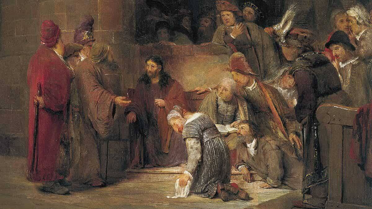 El arrepentimiento y el perdón de los pecados los borra y permite renacer. Una sociedad que olvida esto está condenada al puritanismo y el resentimiento. 'Cristo y la mujer adúltera' (detalle, 1683), de Aert de Gelder. Museo Nacional Thyssen-Bornemisza.