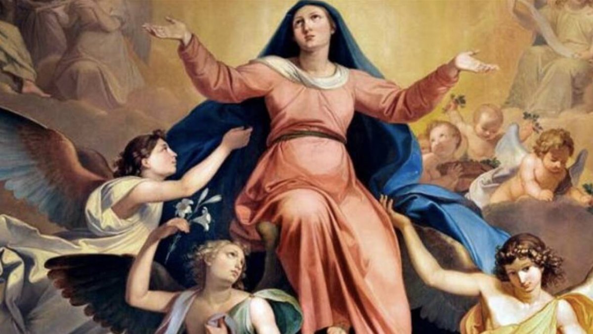 El uno de noviembre de 1950 el Papa Pío XII proclama el dogma de la Asunción de la Virgen María.