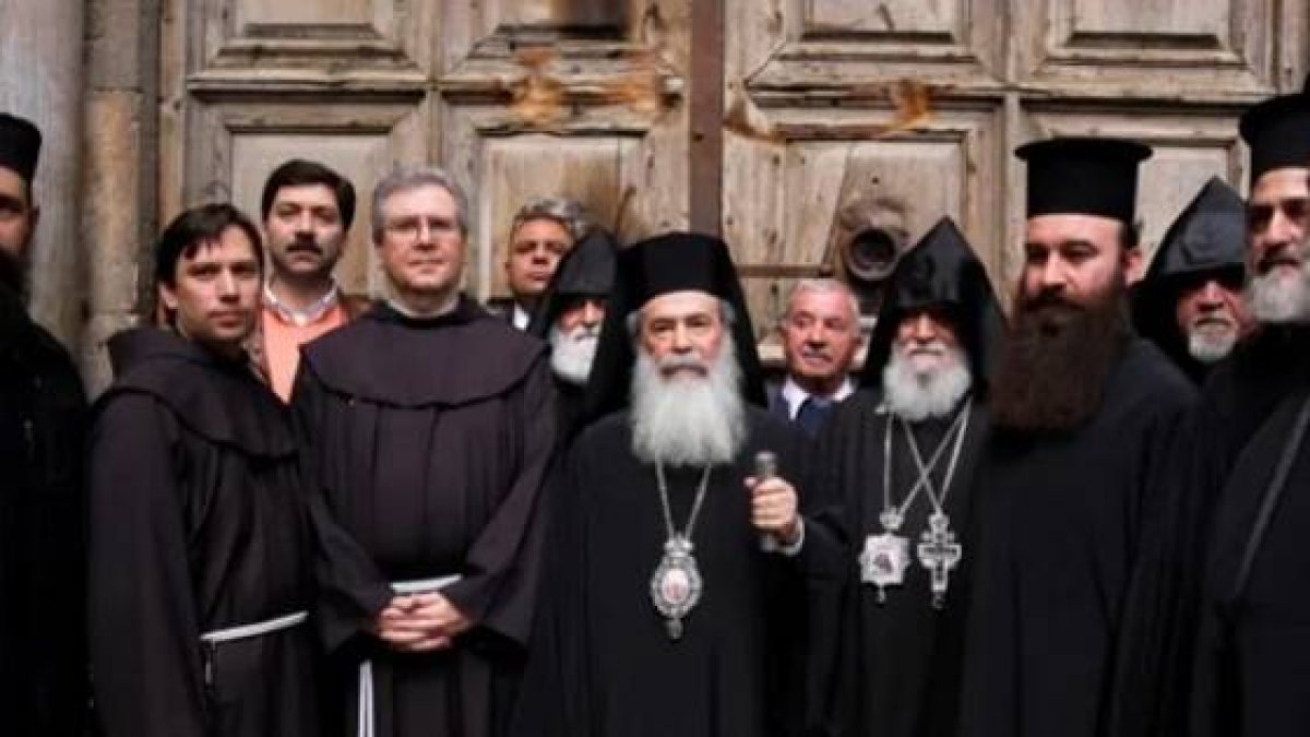 Líderes católicos, ortodoxos, armenios y de otras iglesias ante el Santo Sepulcro en 2018