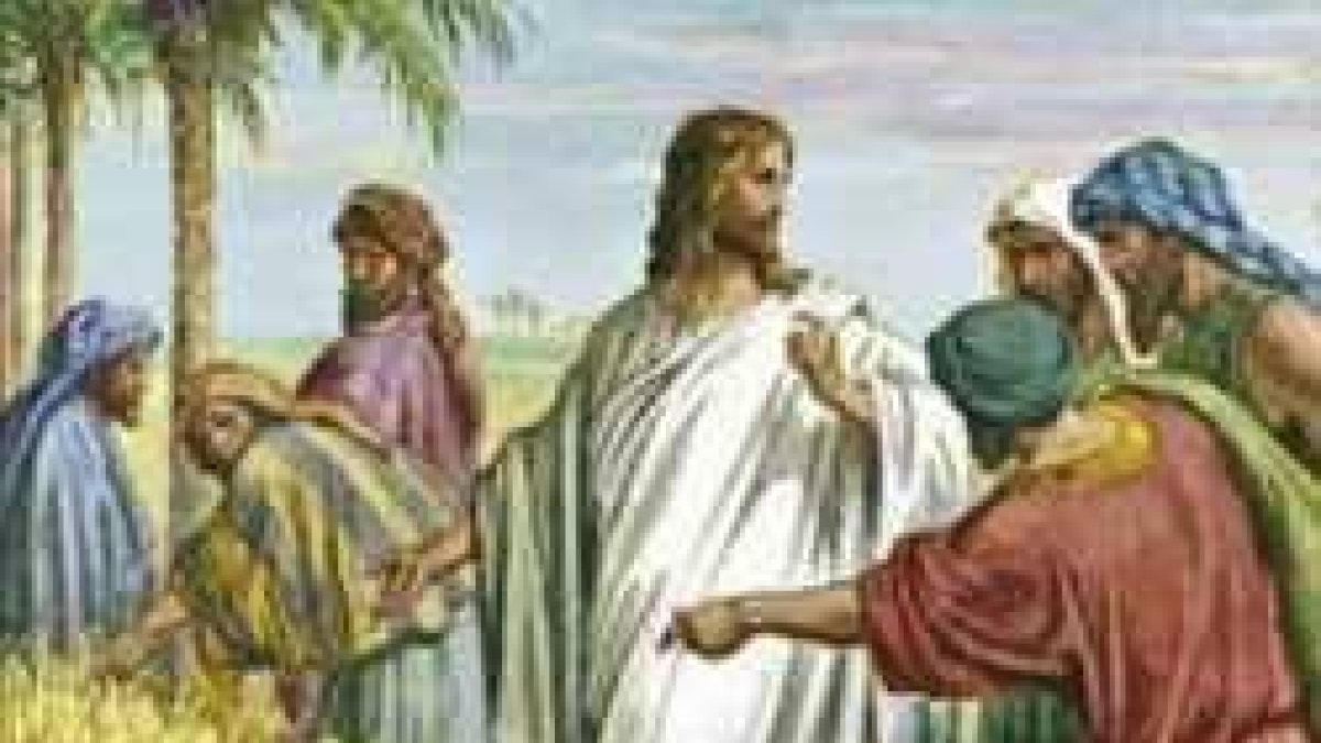 Jesús con sus discípulos cogiendo trigo