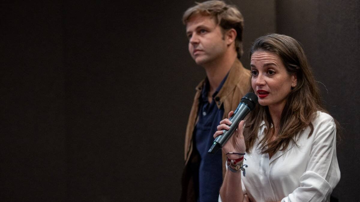 Santos Blanco y Lucía González-Barandiarán, durante el  estreno de 