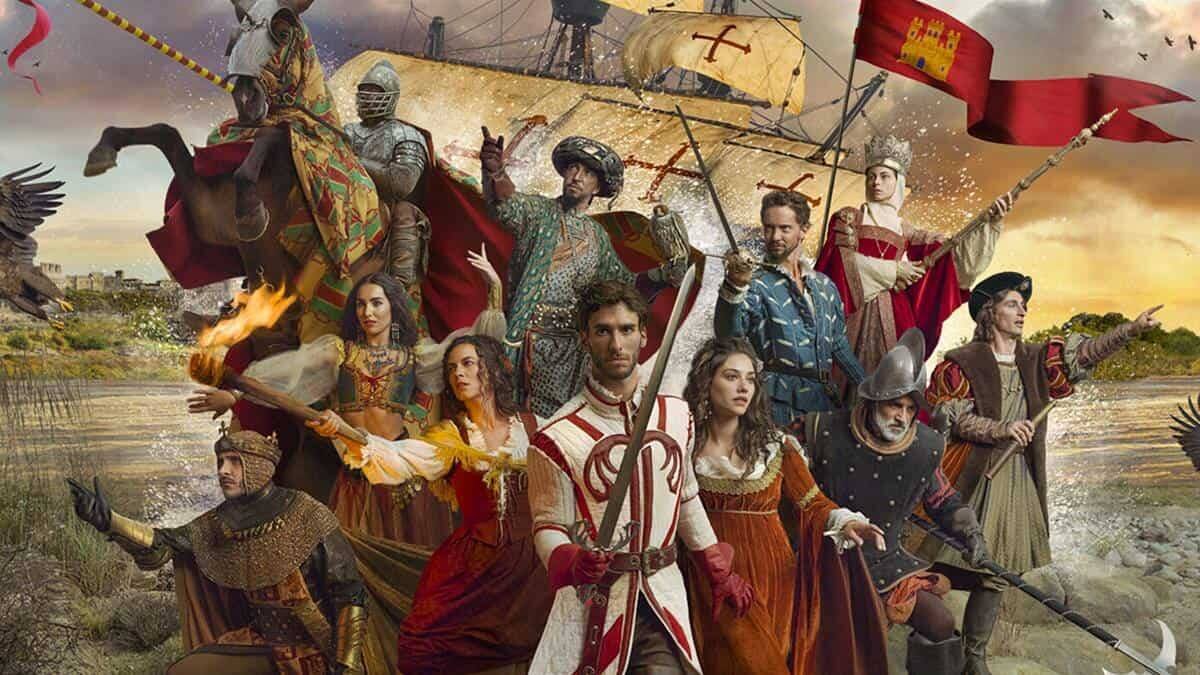 Diversas figuras históricas de España en el cartel promocional de Puy du Fou España, 'El sueño de Toledo'.