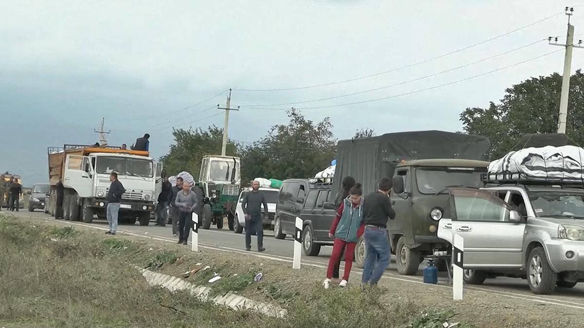 Cerca de cien mil cristianos armenios tuvieron que huir de Nagorno-Karabaj tras el ataque de Azerbaiyán del 19 de septiembre. Foto: captura Sky News.