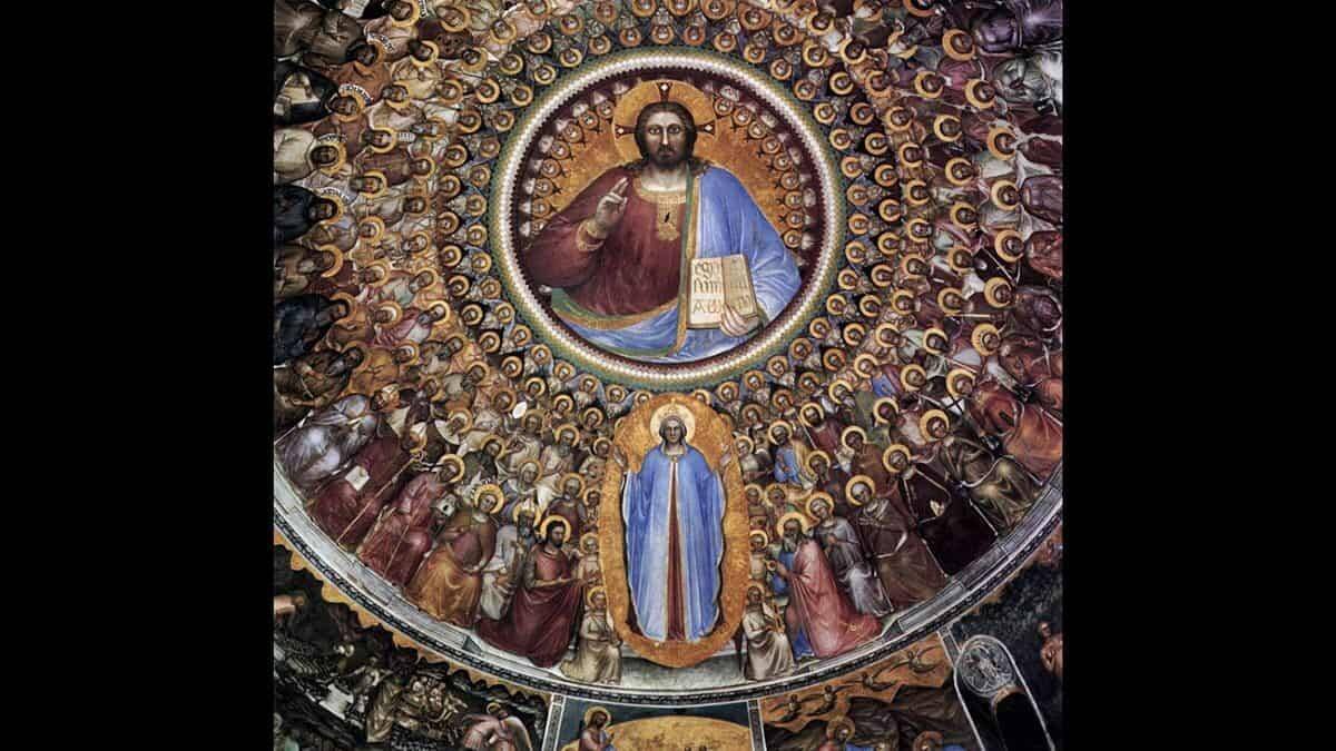 La Comunión de los Santos, en la bóveda del Baptisterio de Padua, fresco de Giusto de Menabuoi (1330-1390). Imagen: Wikipedia.