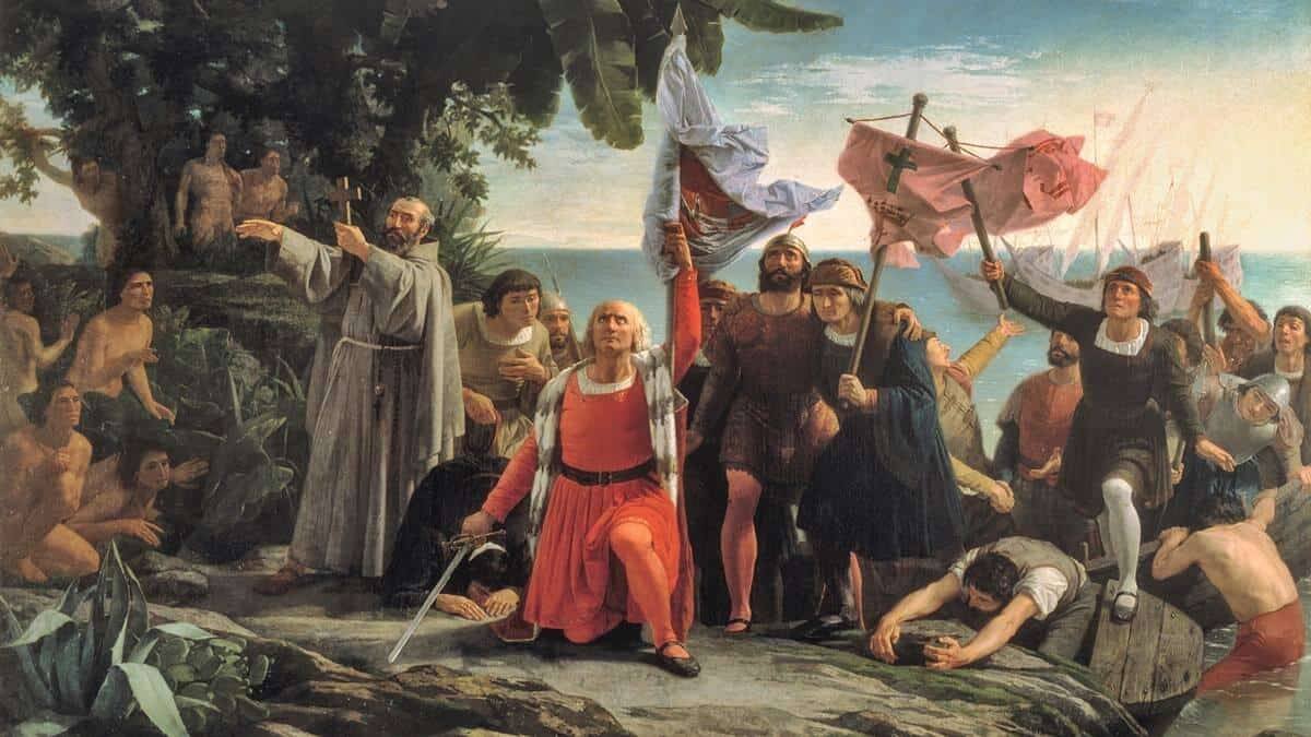 Dióscoro Teófilo Puebla y Tolín, 'Primer desembarco de Cristóbal Colón en América' (1862), Museo del Prado. España hizo en América la más importante labor de civilización de la Historia.