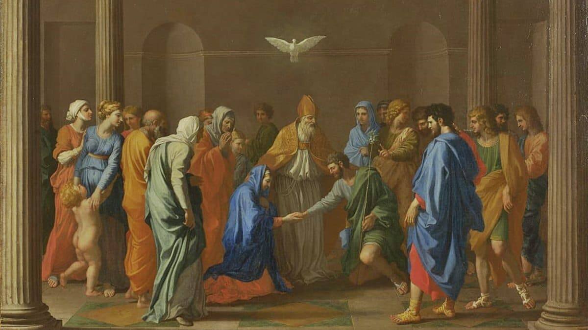 El matrimonio, en la segunda serie de pinturas sobre los sacramentos de Nicolas Poussin (1594-1665).