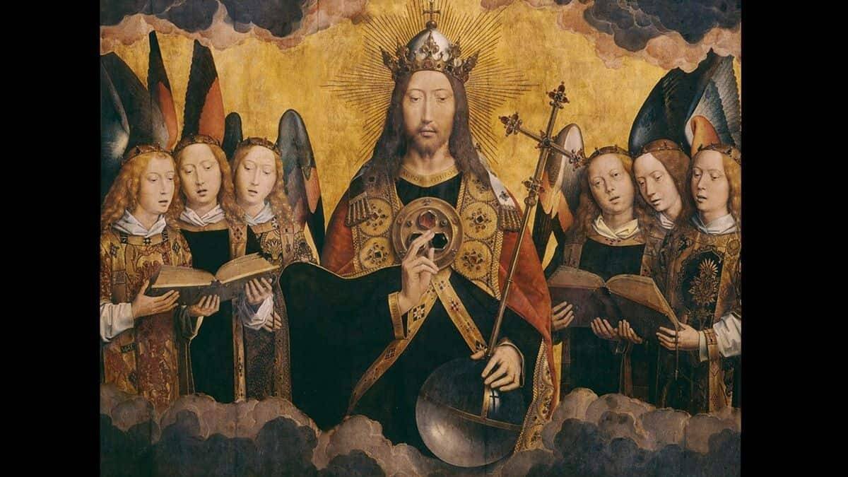 Una imagen que expresa la Realeza de Cristo, sede de la libertad real privada y pública: 'Cristo canta con los ángeles' de Hans Memling (c. 1480).